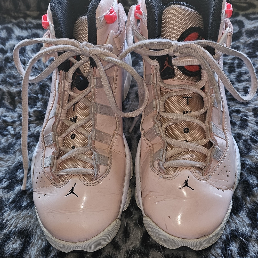 Air Jordan Kids Light Pink and Black Sneakers
